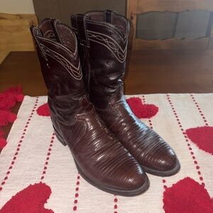 Justin’s Vintage Men's Brown Leather Western Boots Reptile Size 8 1/2D